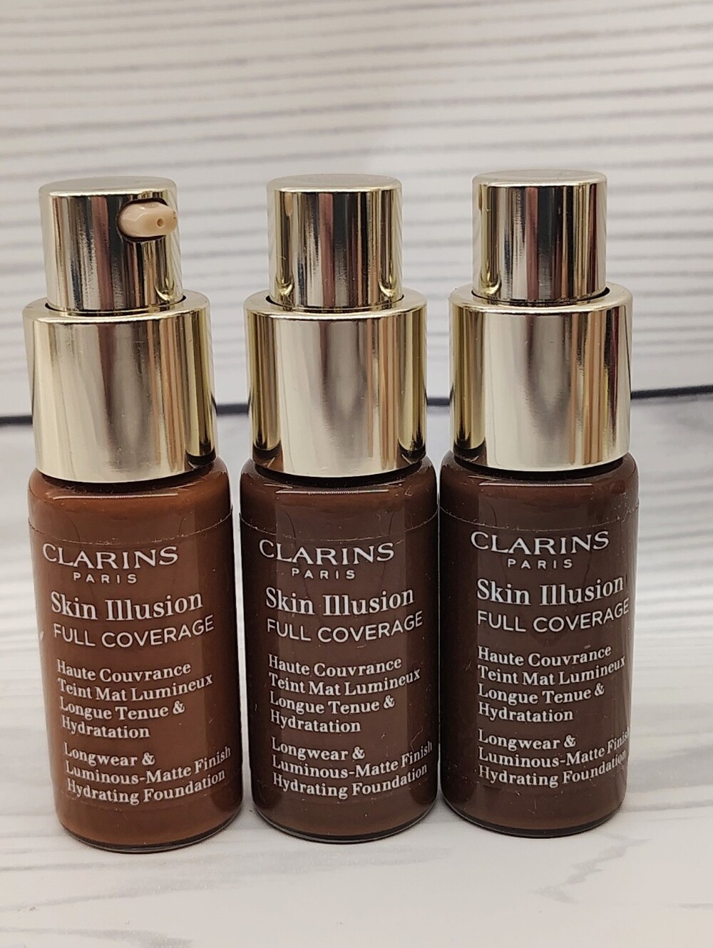 3 Clarins Skin Illusion Full Coverage Foundation Makeup 119.5C & 119W 120C